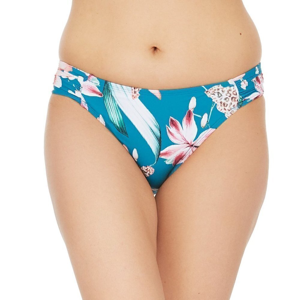 La Blanca Flyaway Orchid Side Ruched Hipster Bikini Bottoms swim blue new 12